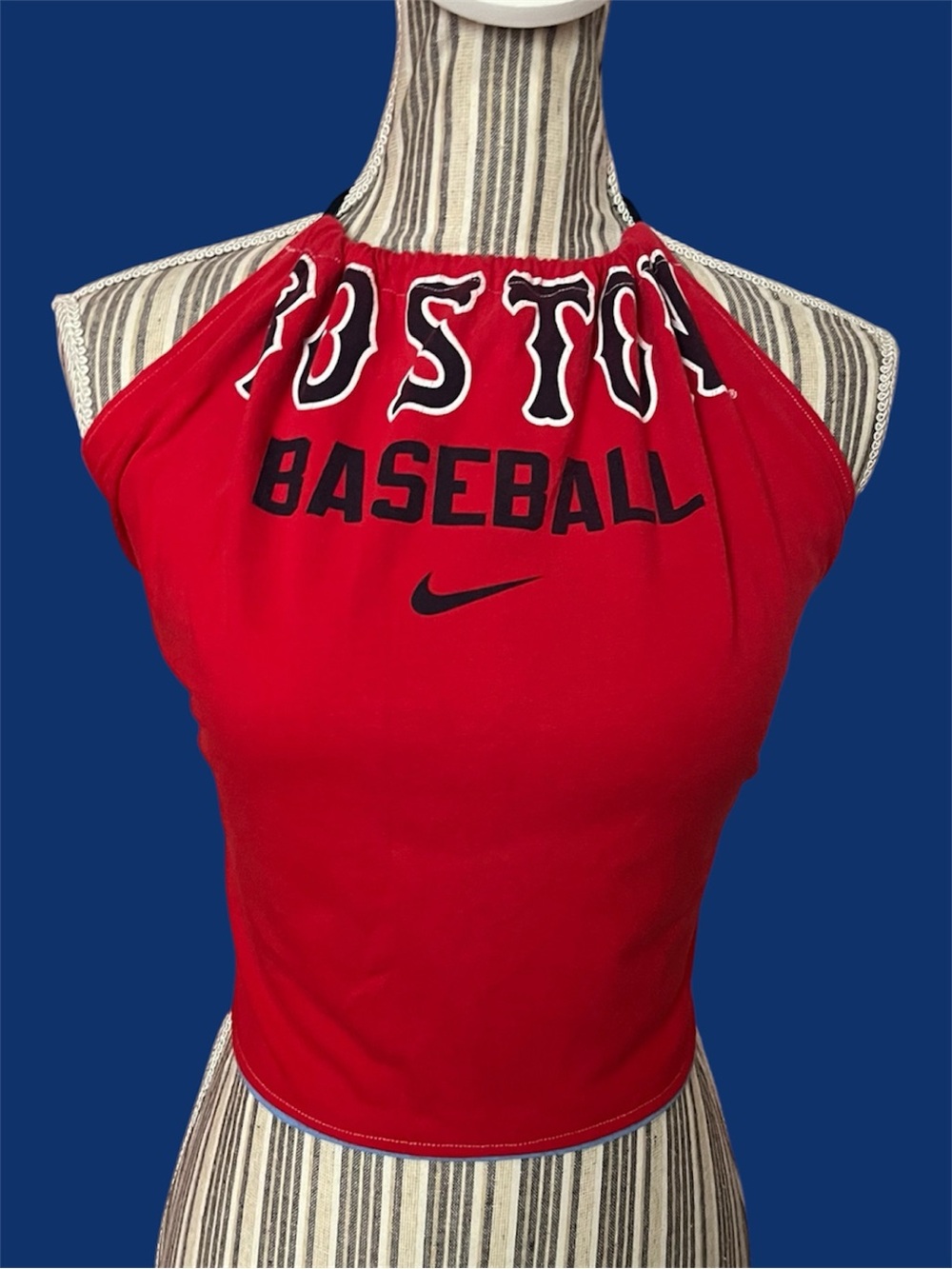 Reversible tie back halter Red Boston Baseball/Blue Naval AcademyHalter Tank Top
